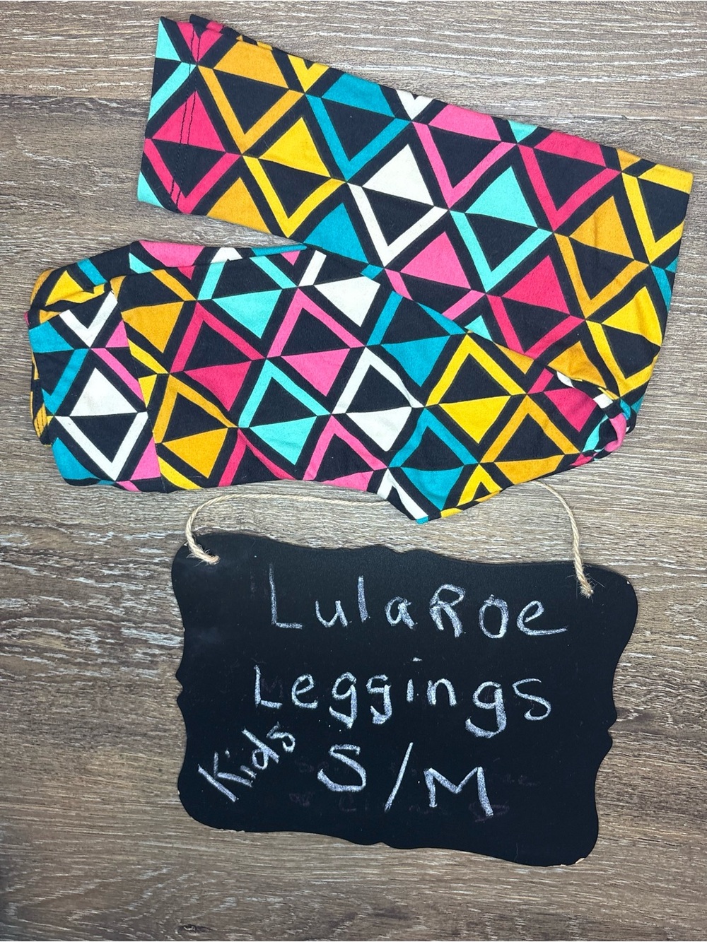 LuLaRoe Kids Geo Triangle Leggings in Pink, Yellow, Teal, Black, White